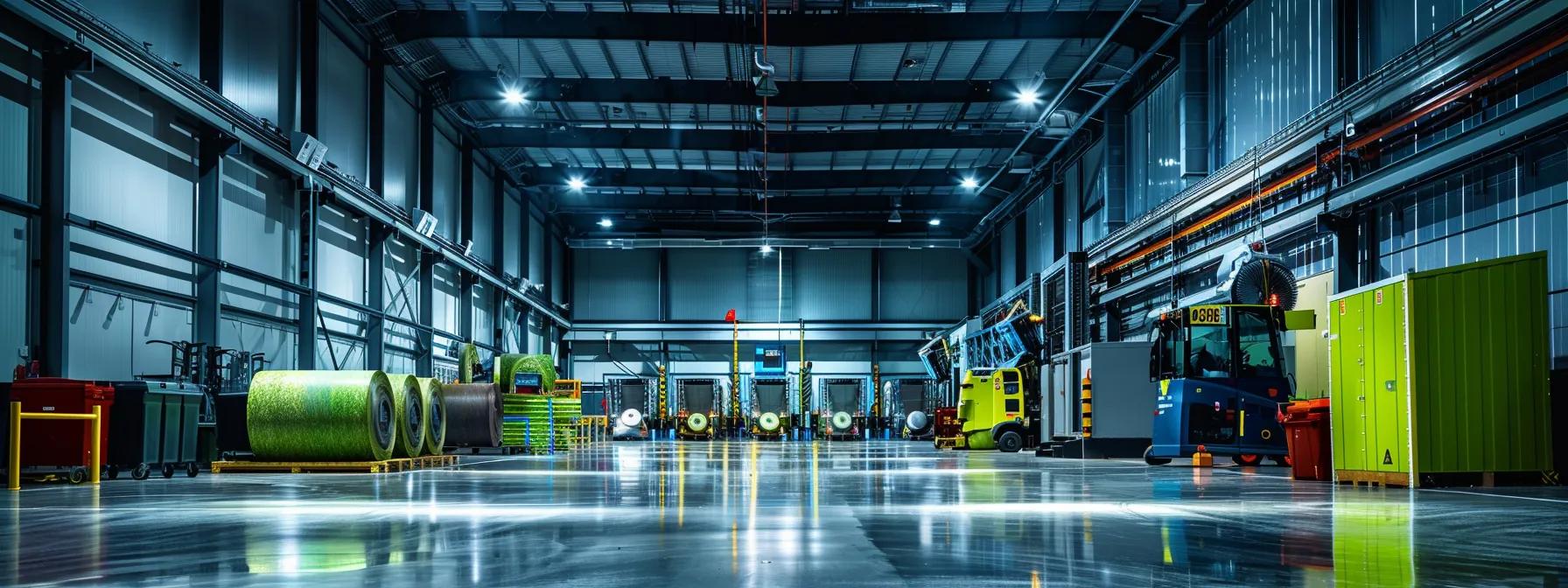 a modern warehouse environment showcases an array of popular baler models, highlighted under bright industrial lighting, emphasizing their energy-efficient designs and specifications prominently displayed on sleek digital screens.