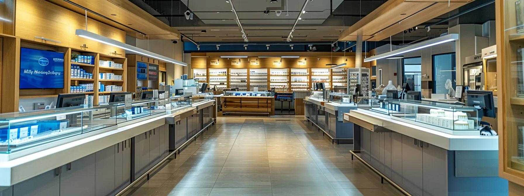 a sleek, well-organized compounding pharmacy laboratory features state-of-the-art equipment like high-precision balances and automated pill counters, illuminated by bright, sterile lighting to emphasize an atmosphere of professionalism and precision.